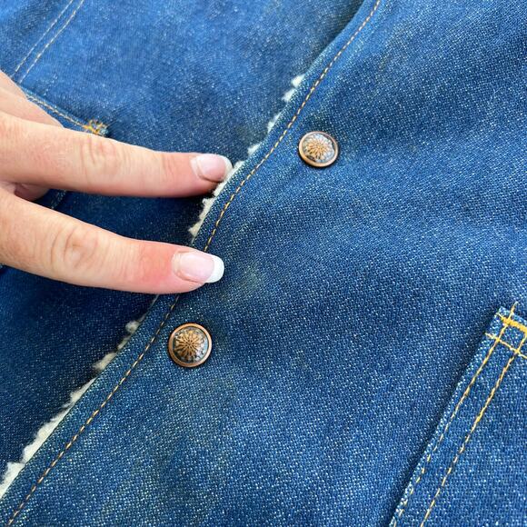 Vintage Nelson denim jean vest with sherpa fleece lining XL - Picture 4 of 8